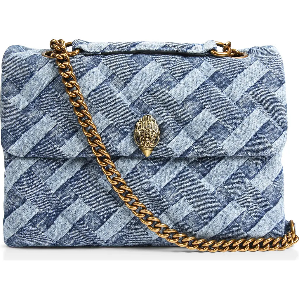 Kurt Geiger London Large Kensington Denim Shoulder Bag in Navy at Nordstrom | Nordstrom