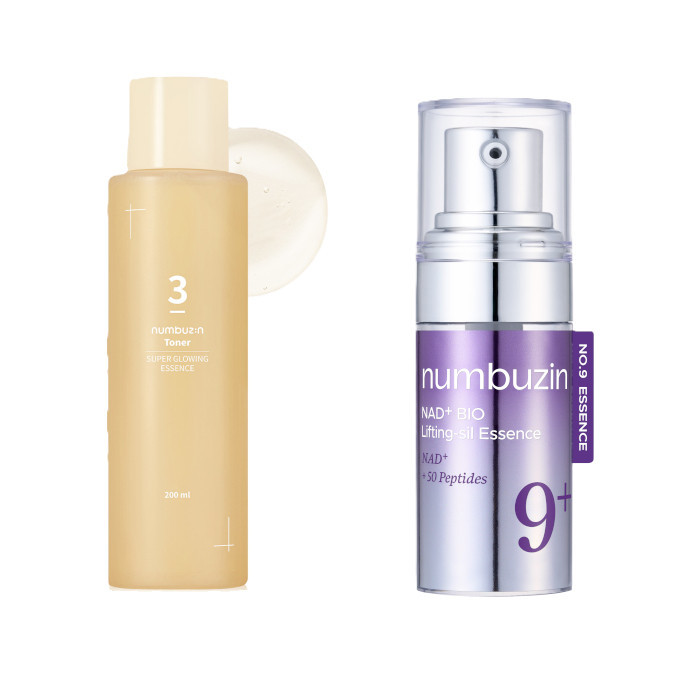 numbuzin - No.3 Super Glowing Essence Toner - 200ml (1ea) & No.9 NAD+ BIO Lifting-sil Essence - 10ml (1ea) Set | Stylevana