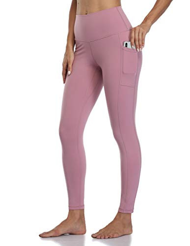 Colorfulkoala Women's High Waisted Tummy Control Workout Leggings 7/8 Length Yoga Pants with Pockets (XS, Mauve Pink) | Amazon (US)