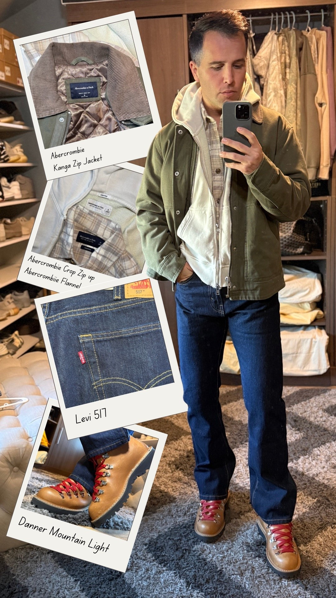 Layered up today, the Abercrombie Kanga Zip Jacket over an Abercrombie cropped zip-up and flannel. Paired everything with classic Levi 517 jeans and Danner Mountain Light boots with the red laces.
A cozy, rugged winter outfit perfect for cold days, errands, or a casual outdoors style.

#LTKdayinmylife #LTKMens #LTKootd