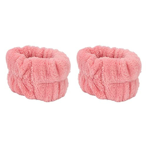1 Pair Face Washing Wristbands Strong Water Absorption Skin Friendly Soft Pure Color Women's Wrist Towels for Home Travel (Pink) | Amazon (US)
