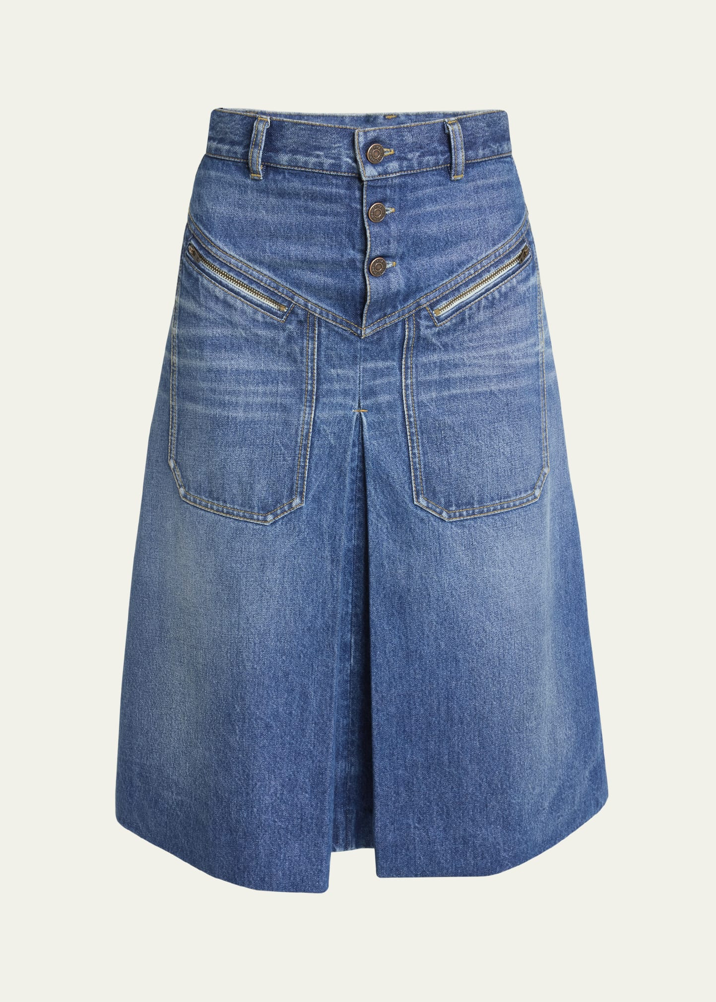Chloe Cotton Denim Midi Skirt | Bergdorf Goodman