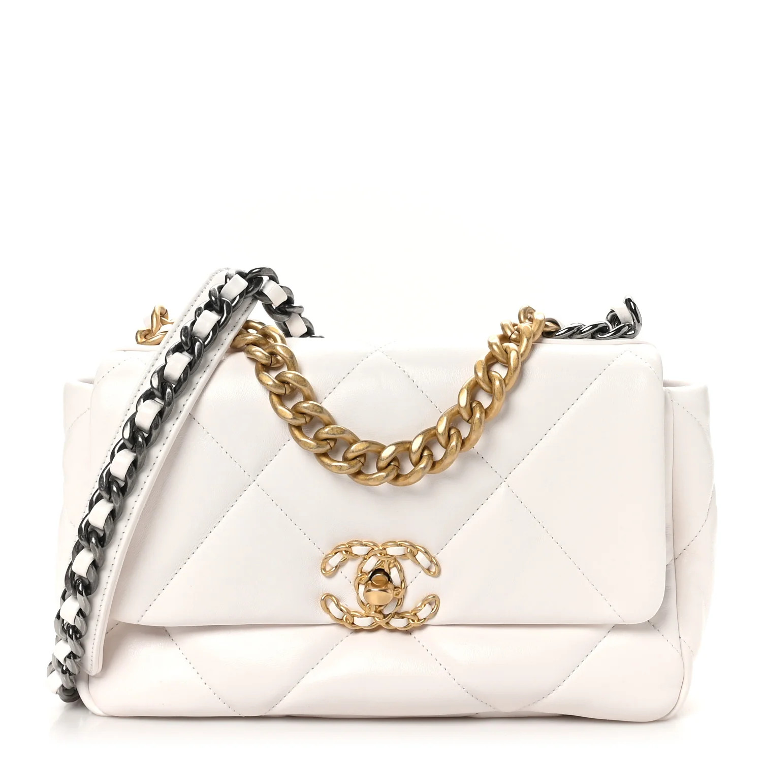 Lambskin Quilted Medium Chanel 19 Flap White | FASHIONPHILE (US)