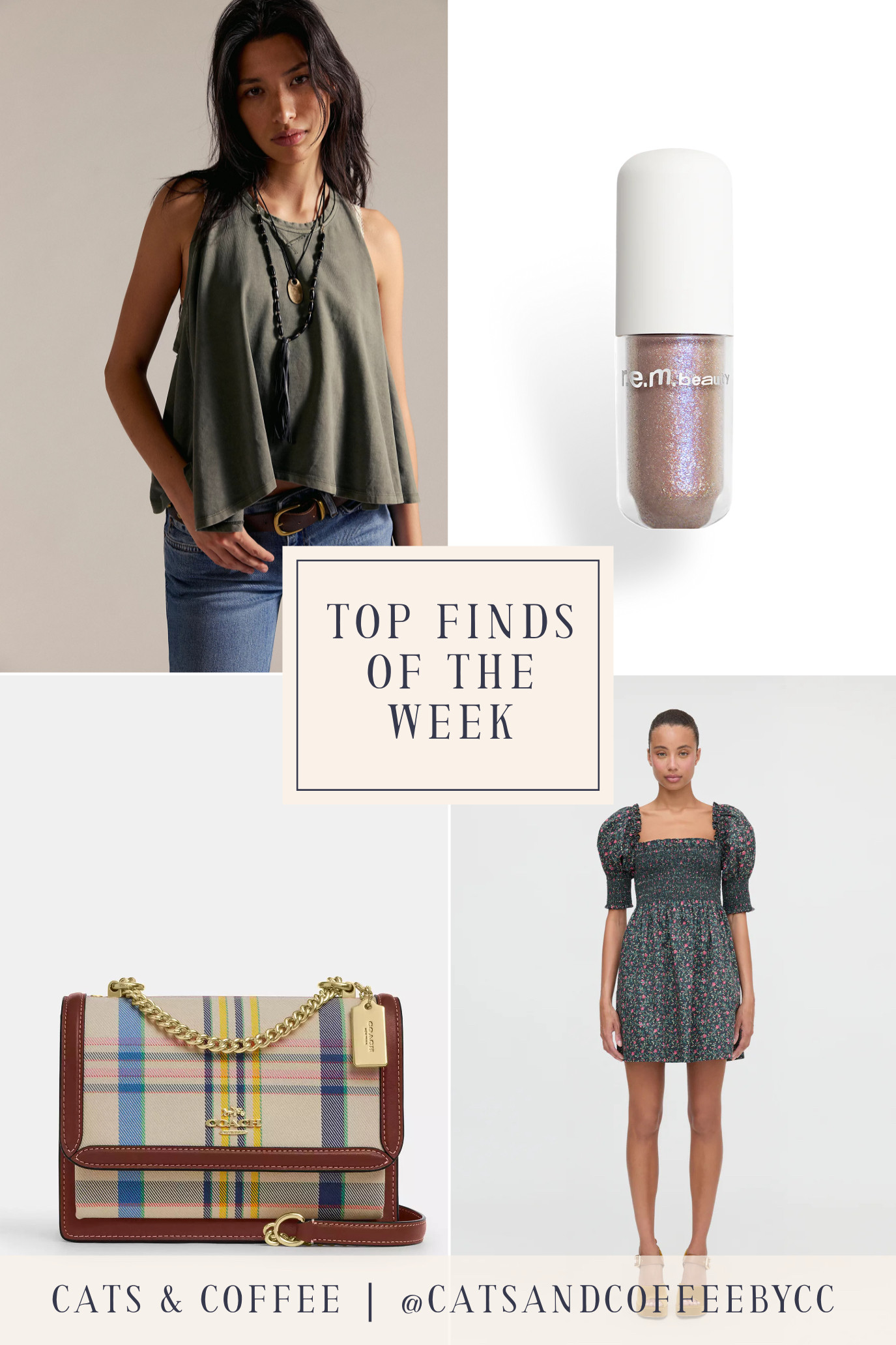 Summer to Fall Transition Outfits for Petite Women 🎉💚 Four Top Finds of the Week: my new favorite daily-wear top from Free People, an adorable plaid crossbody purse from Coach, pretty sparkly liquid eyeshadow to add a pop to your beauty routine from REM Beauty, and a summer-to-fall Hill House Nap Dress that is calling my name! Shop the late summer outfits and new fall wardrobe finds here: 

 #LTKPetite #LTKBeauty #LTKItBag