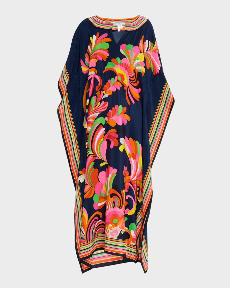 Theodora Silk Crepe De Chine Maxi Caftan | Neiman Marcus