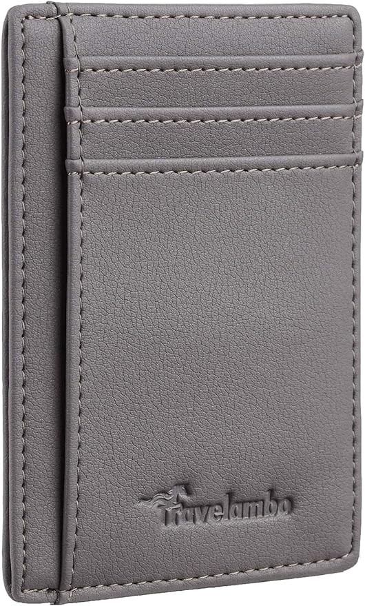 Travelambo Front Pocket Minimalist Leather Slim Wallet RFID Blocking Medium Size | Amazon (US)
