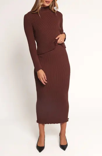 Payton Mock Neck Top & Maxi Skirt Rib Set | Nordstrom