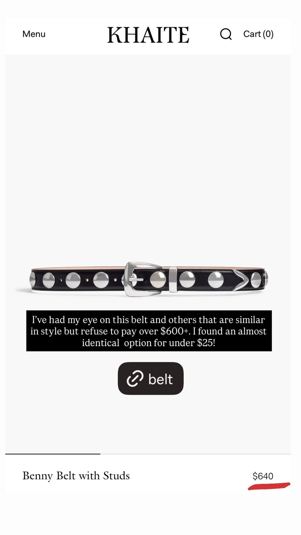 I’ve had my eye on this belt and others that are similar in style but refuse to pay over $600+. I found an almost identical  option for under $25!
