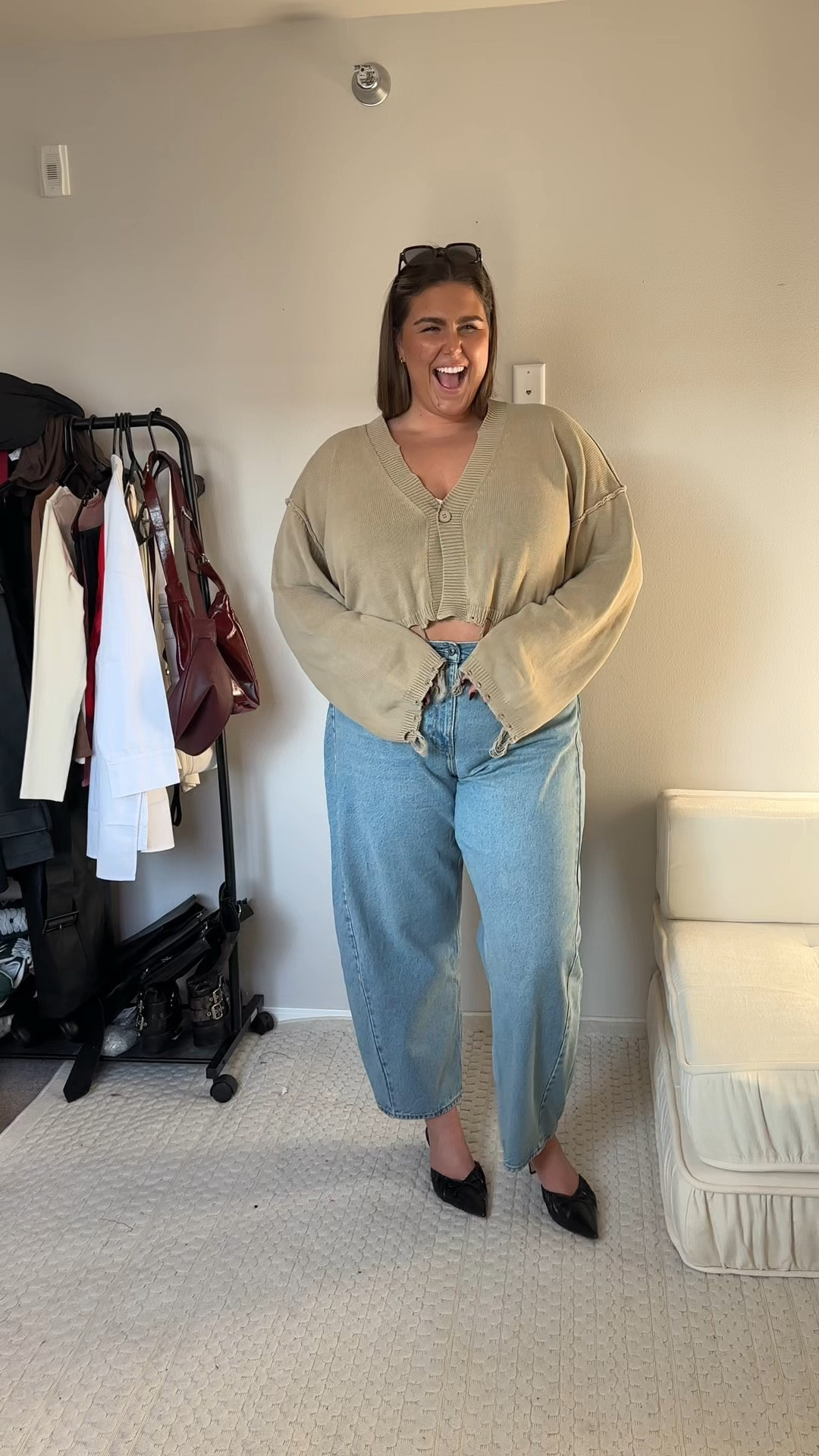 Cardigan: 18
Jeans: 34
Black dress: 18
White top: 2X
Leather jacket: 20

#LTKSeasonal #LTKPlusSize #LTKWatchNow