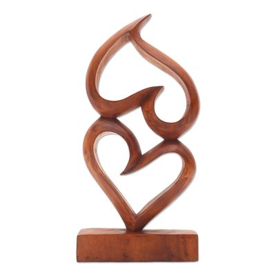 Suar Wood Heart Sculpture | NOVICA