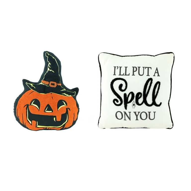 Way to Celebrate Harvest Spell on You and Jack O' Lantern Witch Decorative Pillows, Set of 2 | Walmart (US)