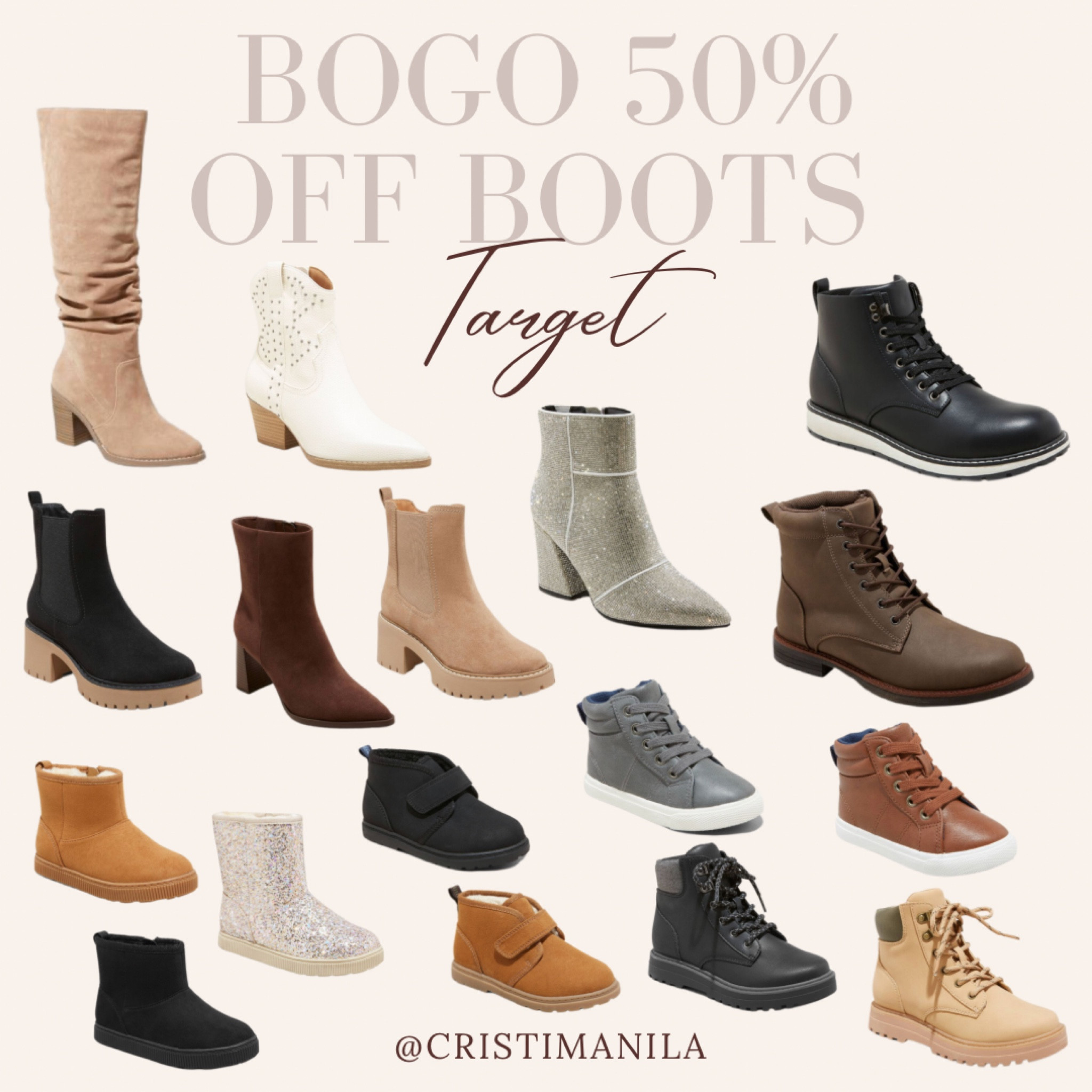 Boots are BOGO 50% off! This deal ends today! So many good boots for everybody! 

#LTKsalealert #LTKfamily #LTKshoecrush