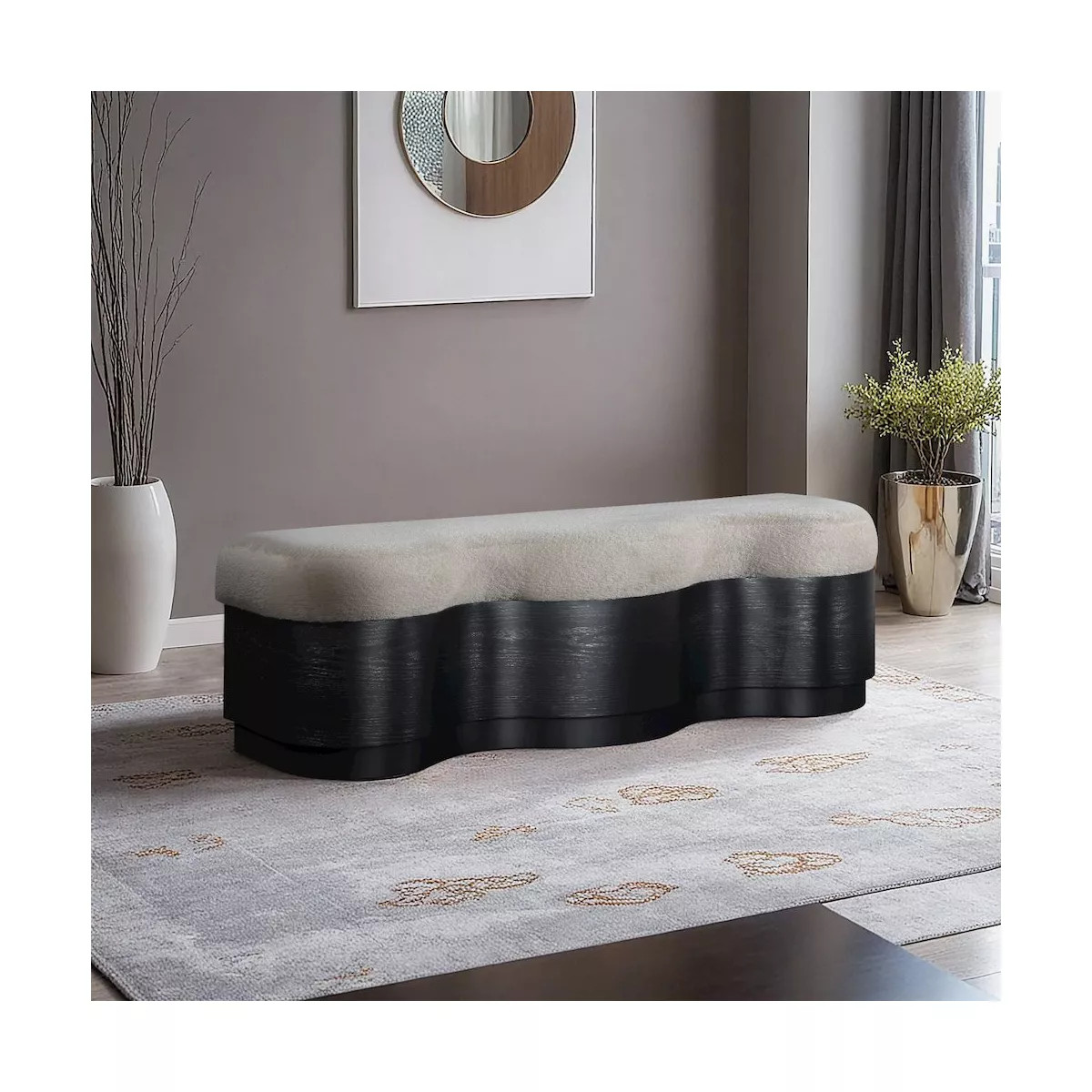Meridian Furniture,Savoy Velour Fur Fabric Bench | Target