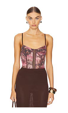Free People x Intimately FP Printed Night Rhythm Bodysuit in Shaved Chocolate Combo from Revolve.... | Revolve Clothing (Global)