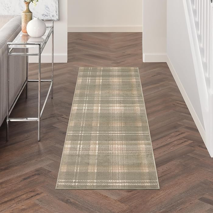 Nourison Home Grafix Olive 2'3" x 7'6" Area Rug - Easy Clean, Non Shedding, Bed Room, Living Room... | Amazon (US)