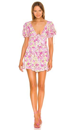 Paulina Puff Sleeve Mini Dress in Pink | Revolve Clothing (Global)