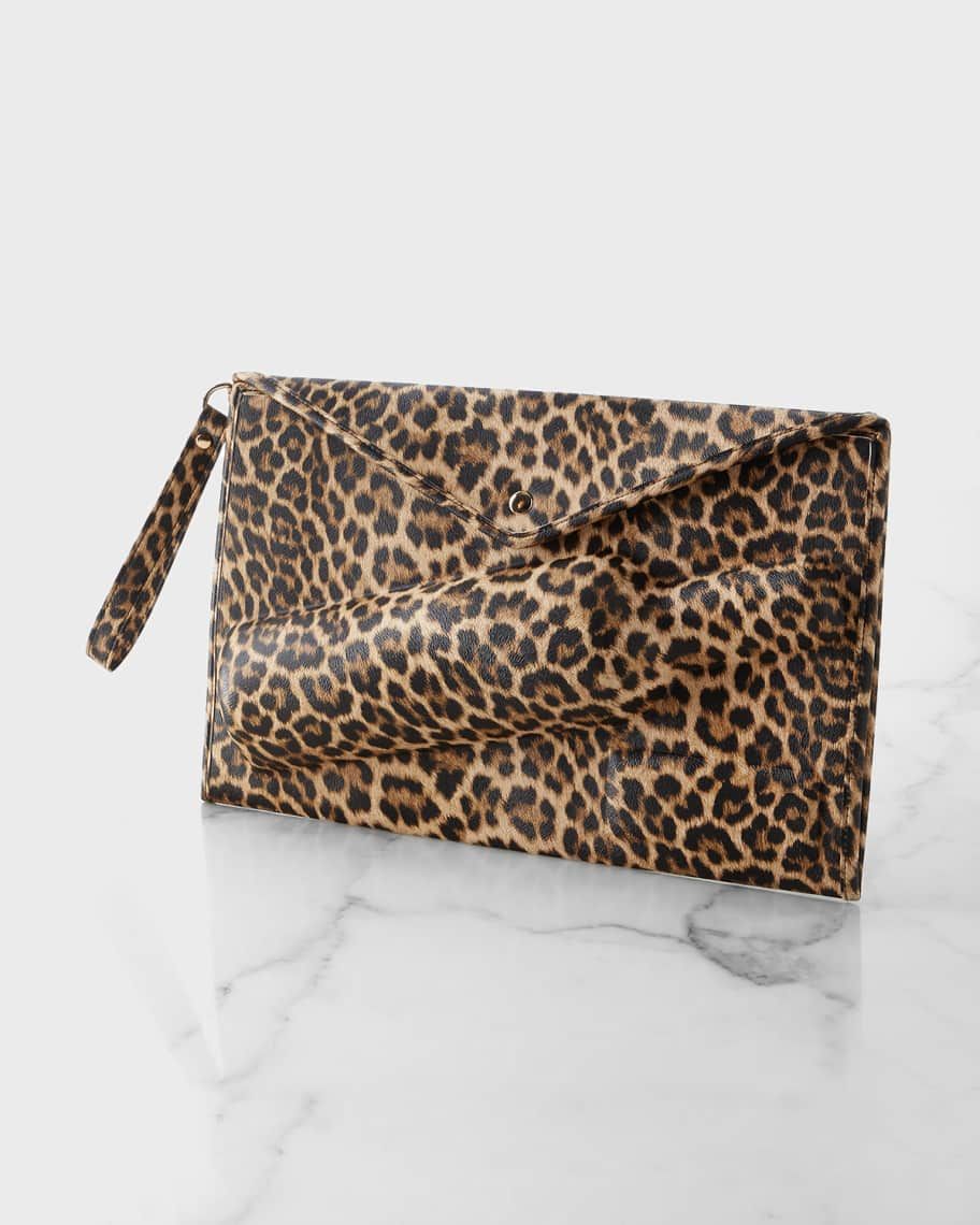 8 Oak Lane Leopard-Print Wine Clutch | Neiman Marcus