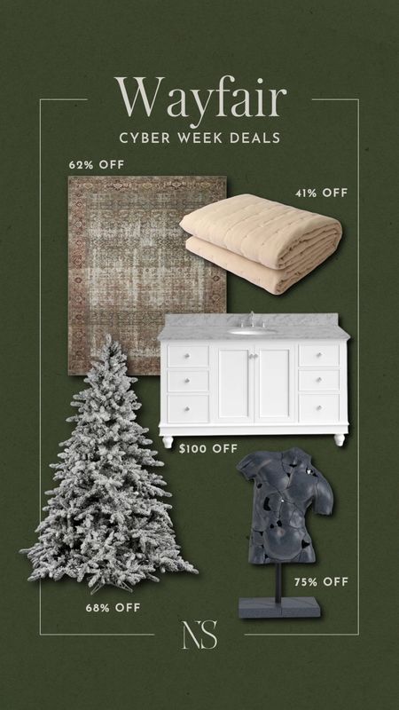 Bedding, rugs, vanities, decor, and holiday decor are up to 80% off this Cyber Week at Wayfair! P.S. the colors in that rug are even better in person...just saying. #WayfairPartner