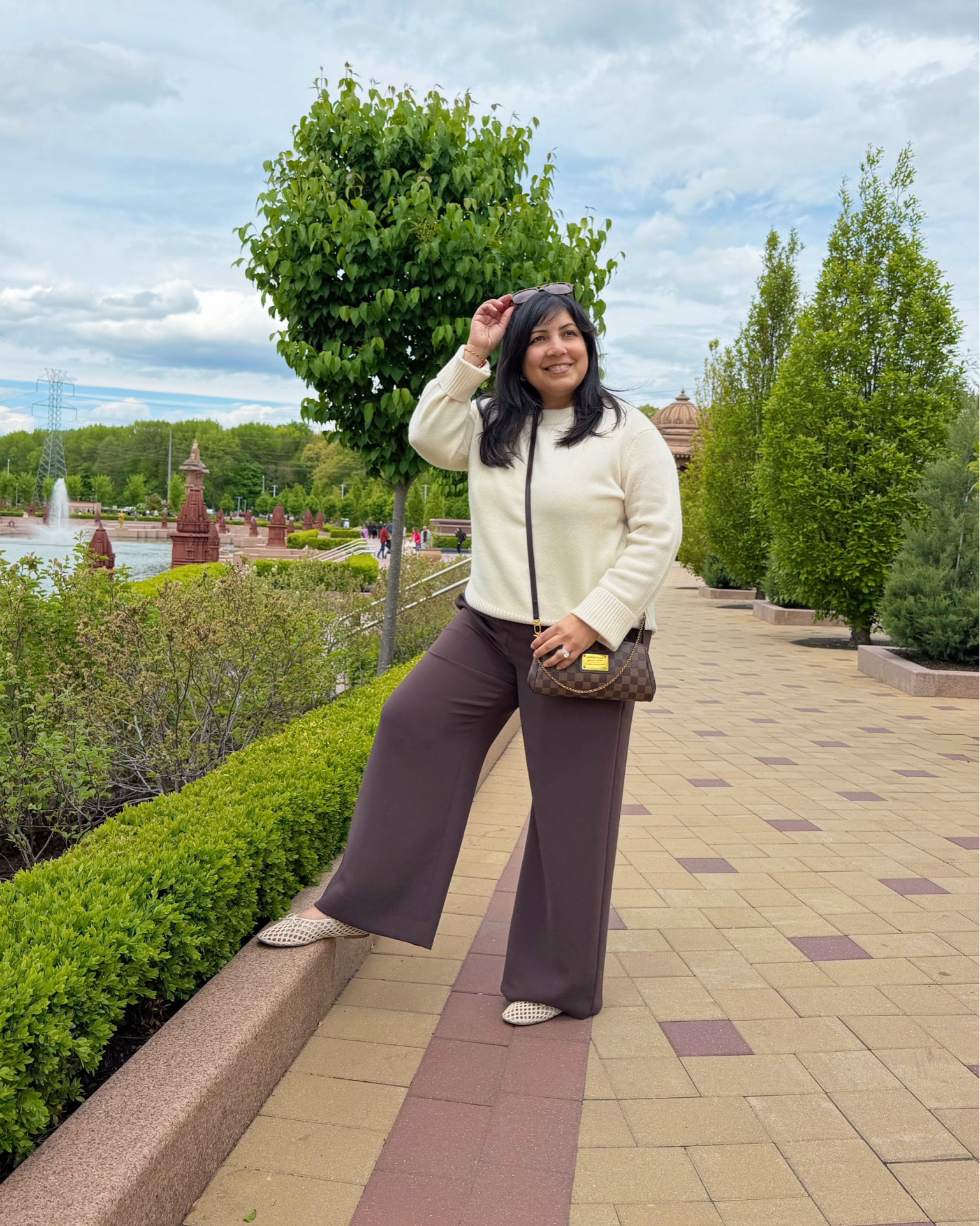 The viral pants that make great travel outfits, work outfits and everyday looks. I now have these in 3 colors! Available in short, regular and tall lengths. Wearing them here in size large short. 

Quince Mongolian cashmere sweater size large. Aritzia lodge pants size large short. Loft woven Mary Jane ballet flats true to size. Madewell sunglasses. Louis Vuitton bag.

#LTKOver40 #LTKMidsize #LTKPetite