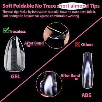 UNA GELLA Short Fake Nails Tips Almond Shape 504PCS Soft Press On Gel x Nail Tips Pre Shaped For ... | Amazon (US)