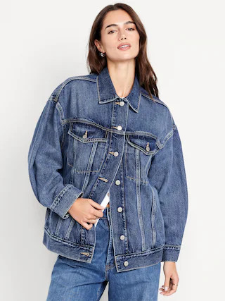 Oversized Jean Trucker Jacket | Old Navy (US)