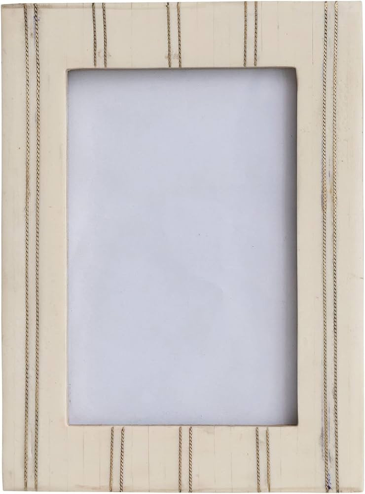 Bloomingville Resin Pinstripe Design, Cream and Gold Photo Frame, Ivory | Amazon (US)