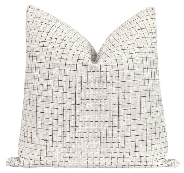 Belton Check Greige Woven Pillow | Land of Pillows