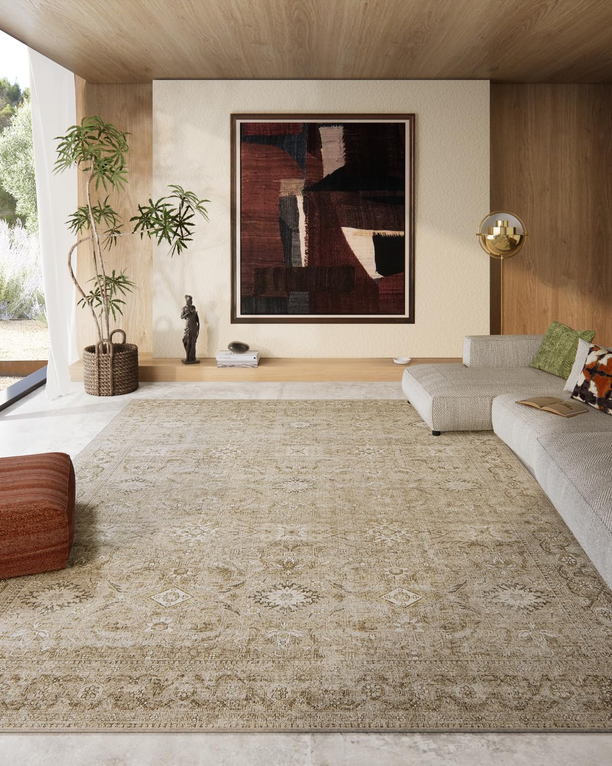 Washable Living Room Area Rugs: 8'x10' Large Rug Stain Resistant Distressed Vintage Boho Rug Non ... | Amazon (US)