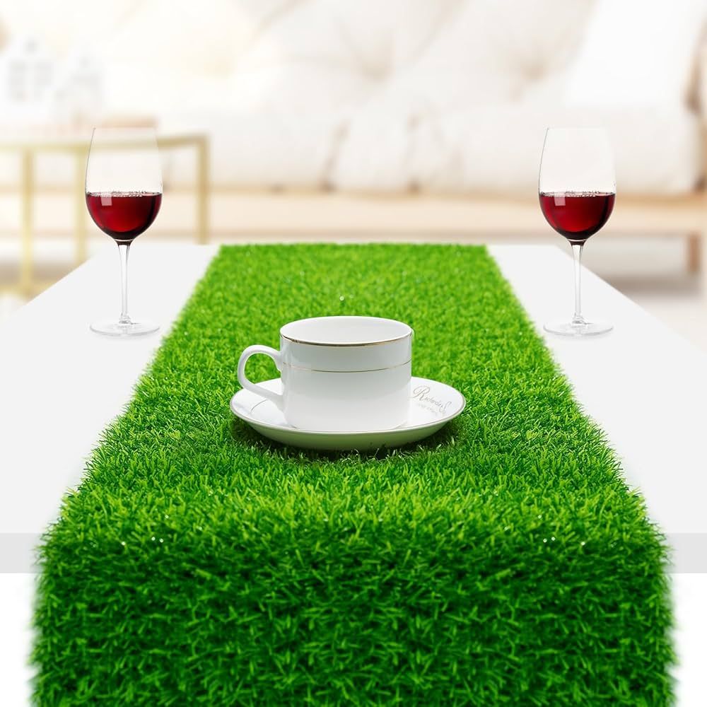 Artificial Grass Table Runner, 12" x 36" Easter Table Runner, Faux Grass Table Runner with White ... | Amazon (US)