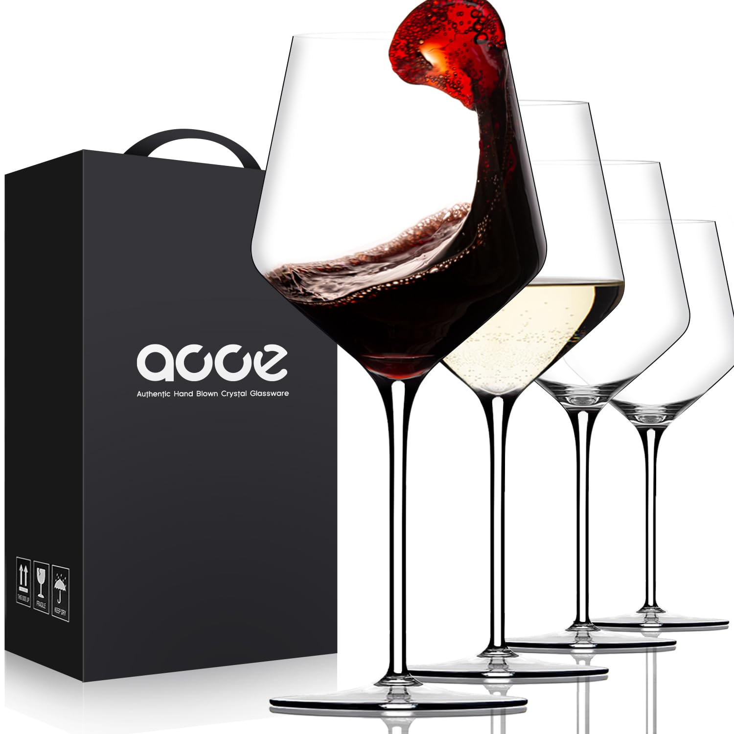 LUNA & MANTHA Red Wine Glasses Set of 4, Crystal Hand Blown Burgundy Glasses Thin Rim,18 OZ Perfe... | Amazon (US)