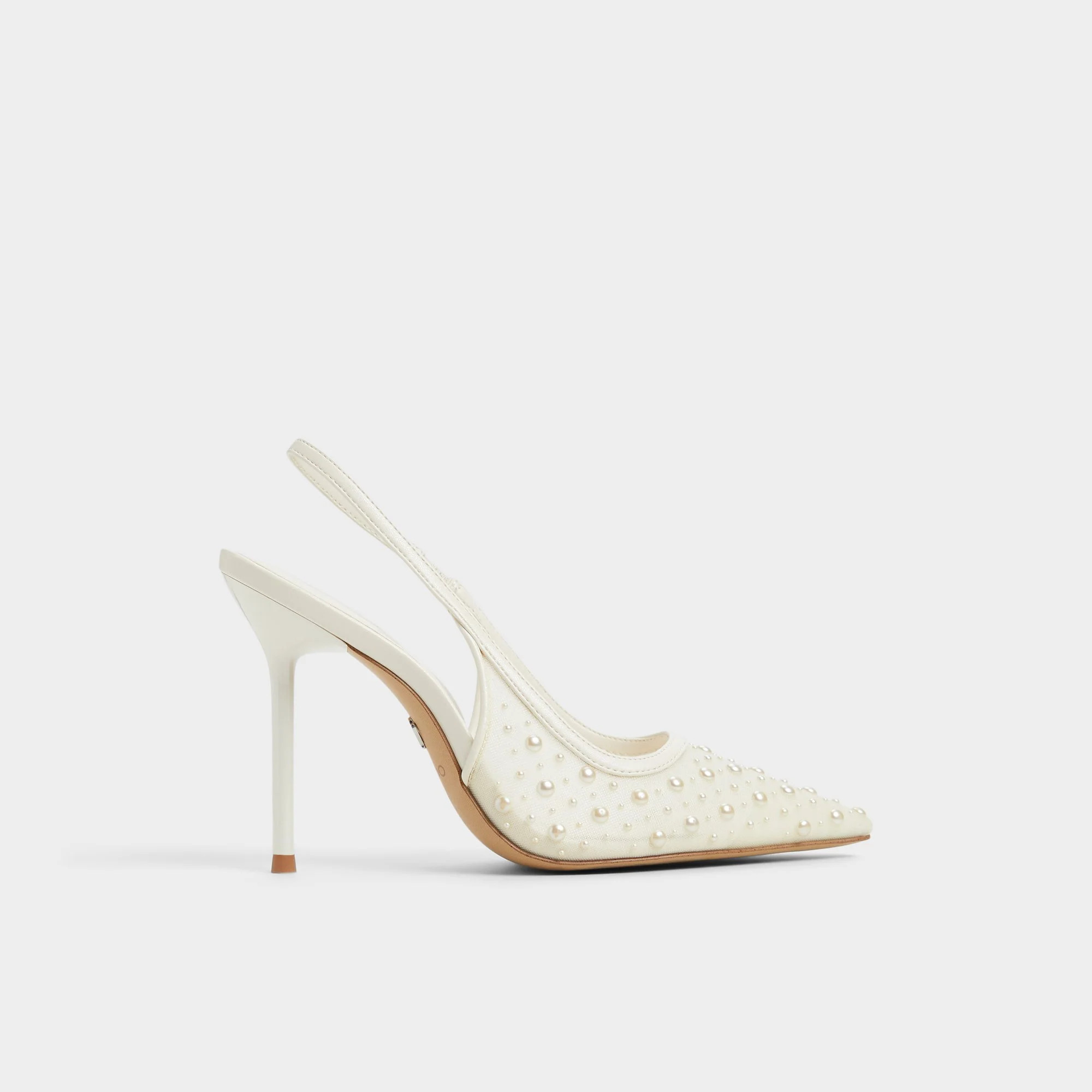Pearlescent Other White Textile Mesh Women's Slingbacks | Aldo Shoes (US)