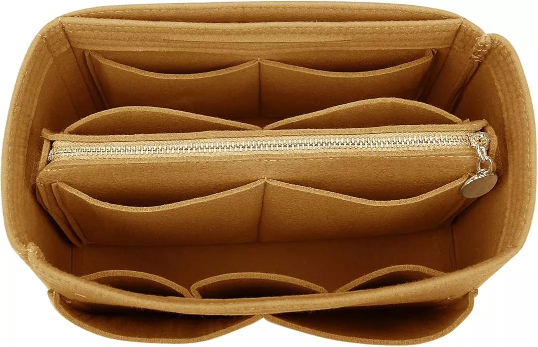 LEXSION Felt Purse Bag Organizer Insert with zipper Bag Tote