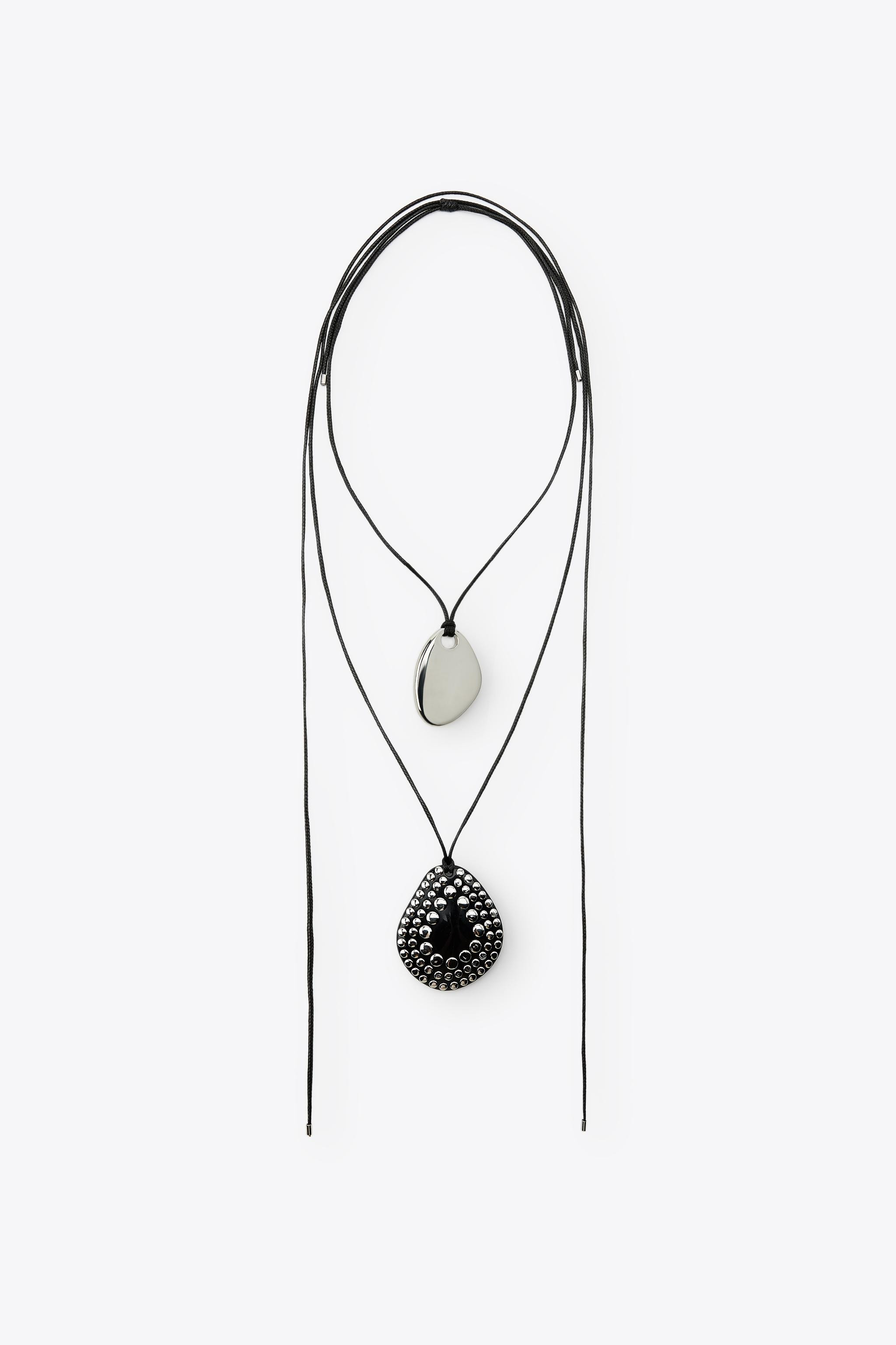 2-PACK CORD NECKLACES WITH STUDS | Zara US