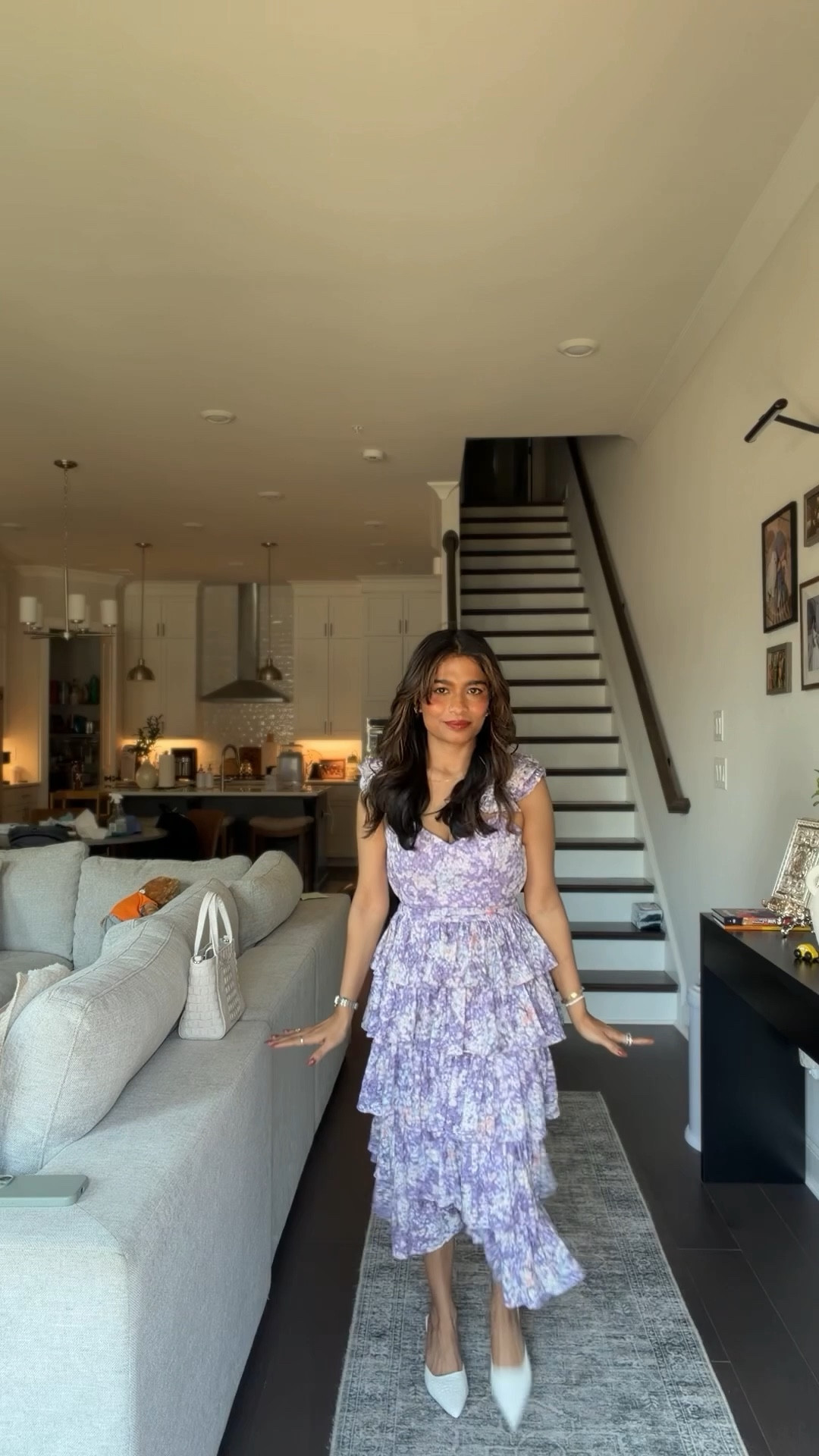 Floral lavender/purple spring Midi dress with back details, sweetheart neckline, ruffles and built in boning. Sold out at actual retailer but linking available one from tj maxx. Perfect for baby shower/ bridal shower/spring or summer wedding guest. Wearing XS 

#LTKootd #LTKPetite #LTKSeasonal