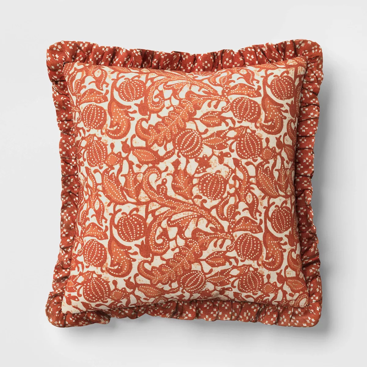Square Pumpkin Pillow with Printed Reverse and Ruffle Trim - Threshold™ | Target