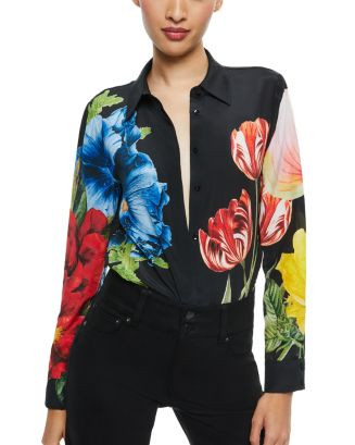 Willa Button Front Floral Silk Top | Bloomingdale's (US)