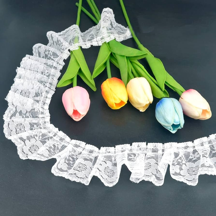 11 Yards Vintage Lace Pleated Fabric Trimming Ruffle Fabric Embroidered Sewing Lace Trim Wedding ... | Amazon (US)