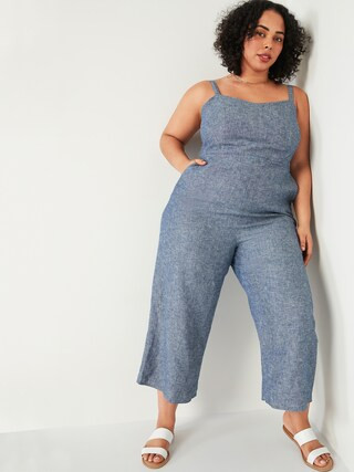 Sleeveless Linen-Blend Plus-Size Jumpsuit | Old Navy (US)