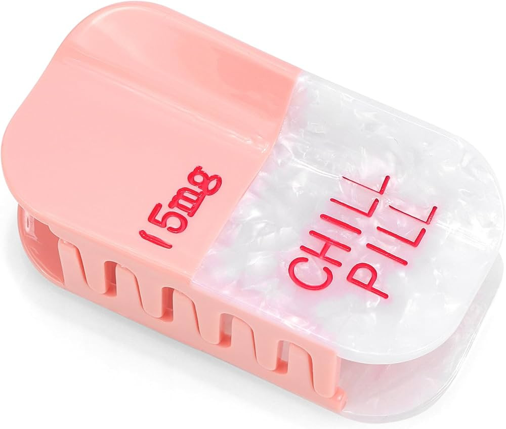 Chill Pill Fun Hair Claw Clip, Pink Novelty Acetate Clips for Women's Nurse Unique Accessories (2... | Amazon (US)