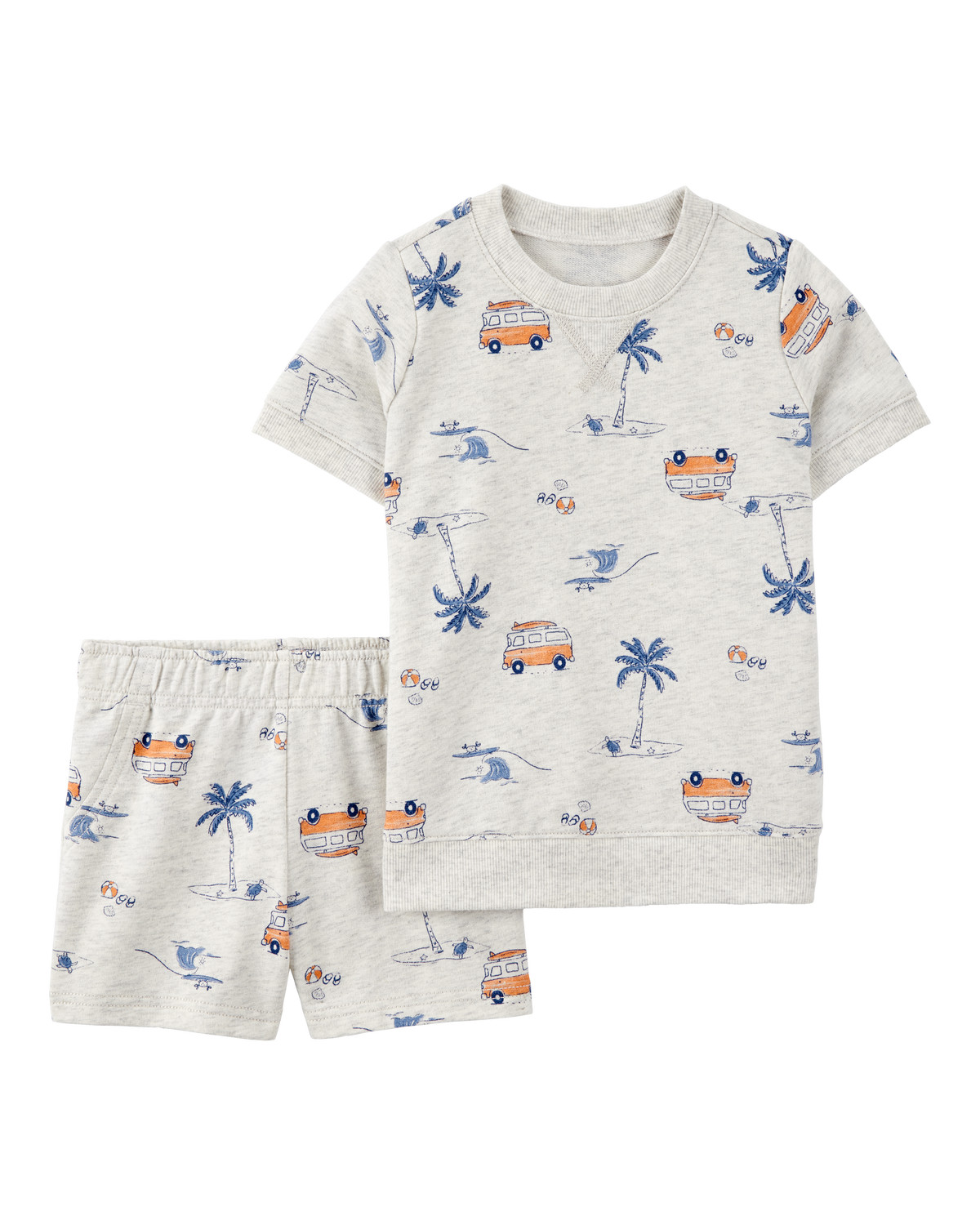 Baby  2-Piece Beach Print Short Set - Grey | Carter's Inc