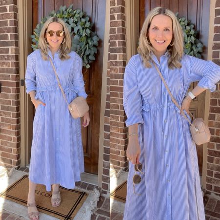 Love this maxi shirt dress from Target! I’m wearing a size XS and 1.5 months postpartum. 

Vacation outfit, resort wear, work outfit, spring dress, dress, spring outfit, Target style 

#LTKitbag #LTKshoecrush #LTKtravel