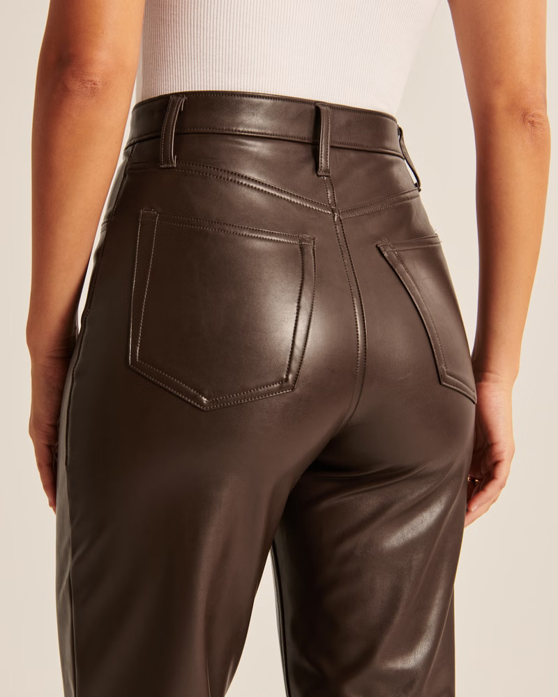 Women's Curve Love Vegan Leather 90s Straight Pants | Women's Bottoms | Abercrombie.com | Abercrombie & Fitch (UK)