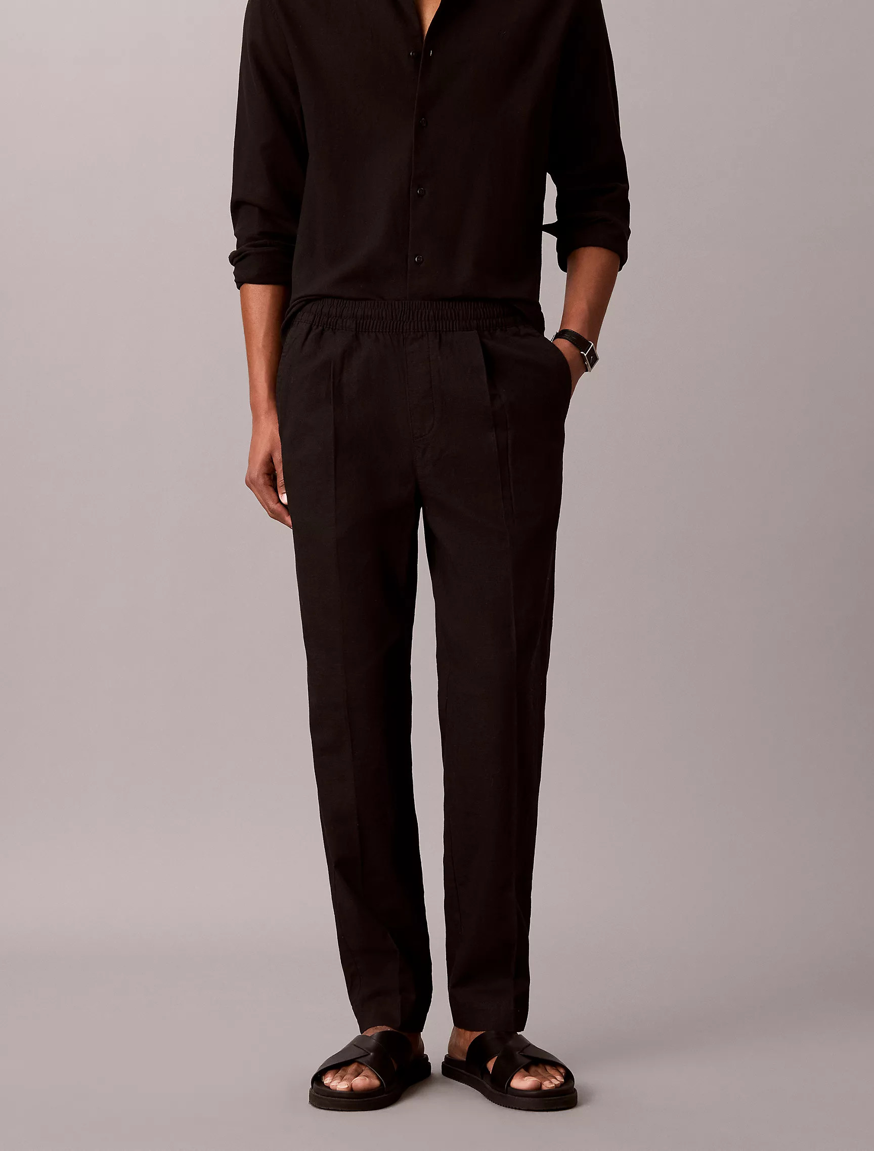 Linen Blend Pleated Pull-On Pants | Calvin Klein | Calvin Klein (US)