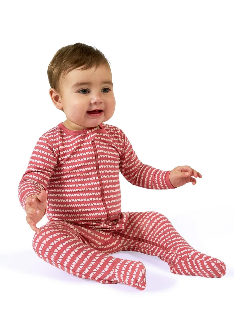 Modern Moments by Gerber Baby Neutral Viscose Valentine´s Day Sleep ´N Play Footed Pajamas, Siz... | Walmart (US)