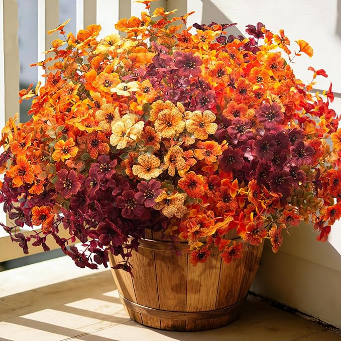 20 Bundles Fall Artificial Flowers UV Resistant Outdoor Autumn Porch Decor | Amazon (US)