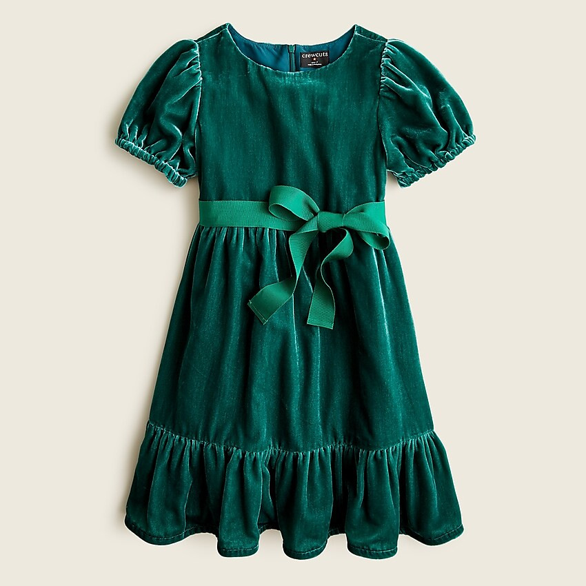 Girls' puff-sleeve velvet dress | J. Crew US
