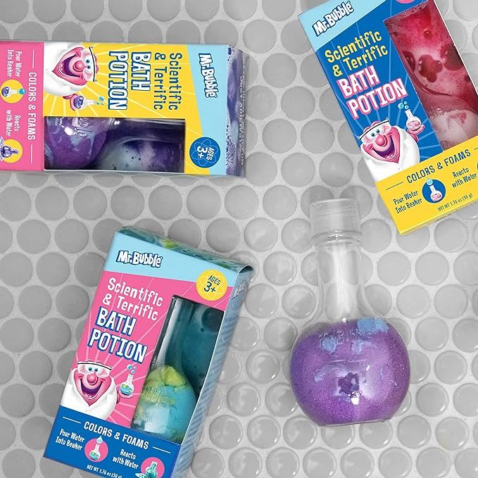 Mr. Bubble Kids Bath Bomb Potions - Colorful Fizzy Fun - Cool Foam and Bubble Science Beaker for ... | Amazon (US)