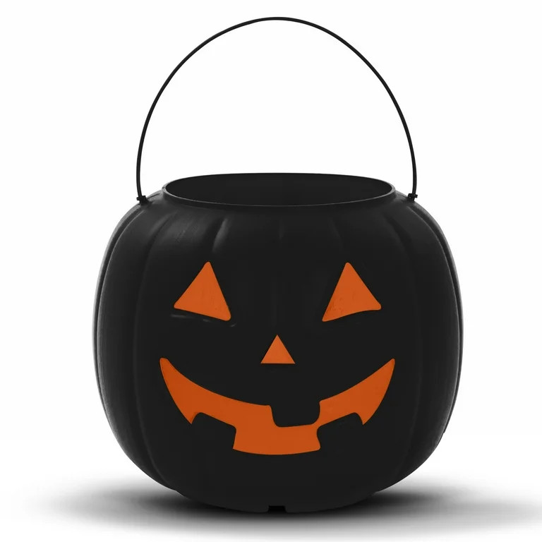 Black and Orange 8.5 Inch Halloween Pumpkin Treat Pail By Way To Celebrate - Walmart.com | Walmart (US)