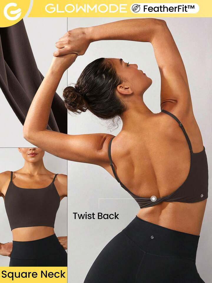 GLOWMODE Tank Top Retorcido Sin Espalda Y Con Nudo De Featherfit™ Que No Se Irá A Ningún Lado | SHEIN