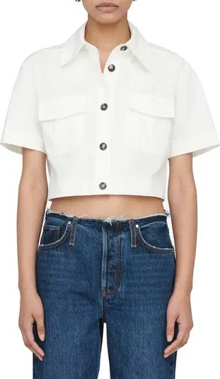 ANINE BING Scout Crop Cotton Button-Up Shirt | Nordstrom | Nordstrom
